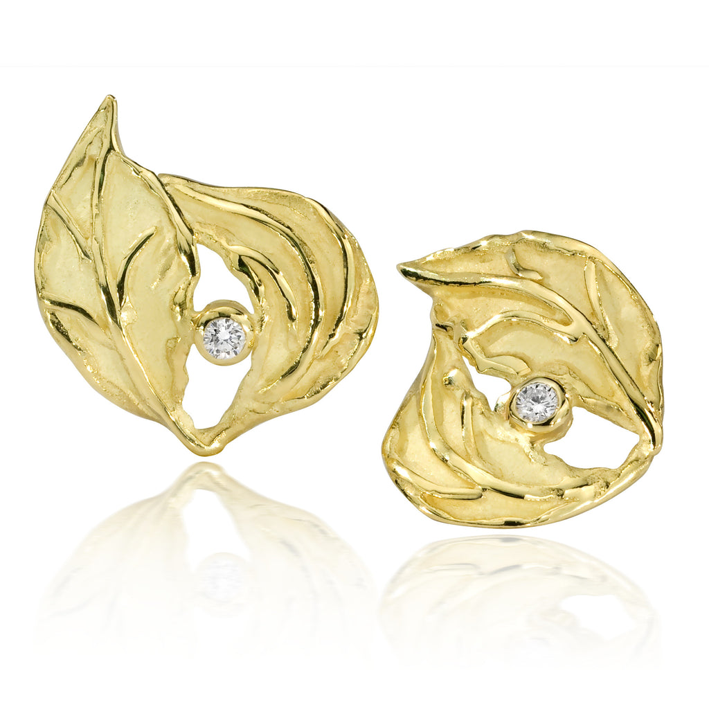 Natura E4 | 18K Gold Diamond Earrings | Handmade in Italy | Via Orefici