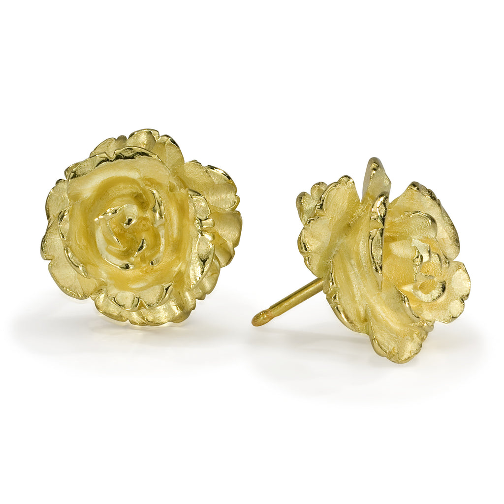 Portofino E7 | 18K Gold Rose Earrings | Handmade in Italy | Via Orefici