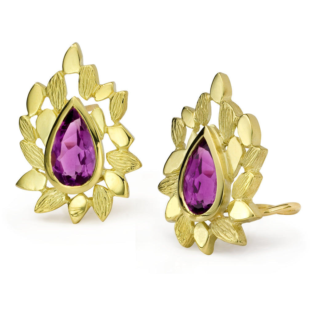Colore E8 | 18K Gold Amethyst Earrings | Handmade in Italy | Via Orefici