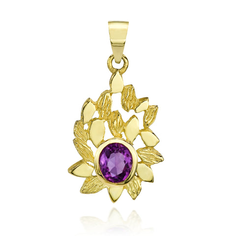 Colore P5 | 18K Gold Amethyst Pendant | Handmade in Italy | Via Orefici