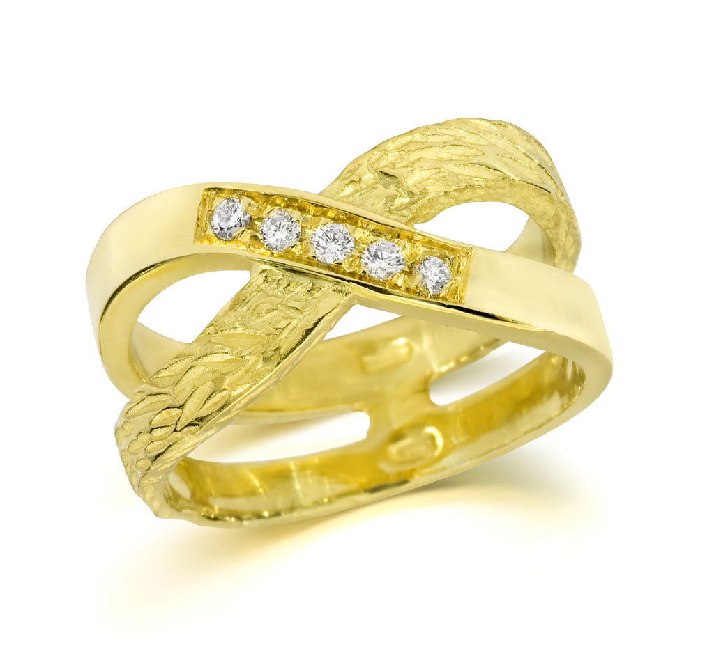 Contrasto R5 | 18K Gold Diamond Ring | Handmade in Italy | Via Orefici