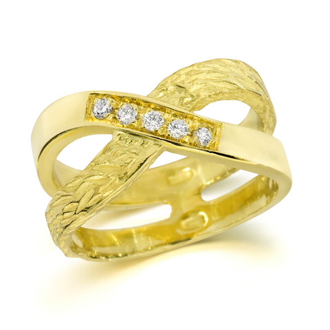 Contrasto R5 | 18K Gold Diamond Ring | Handmade in Italy | Via Orefici