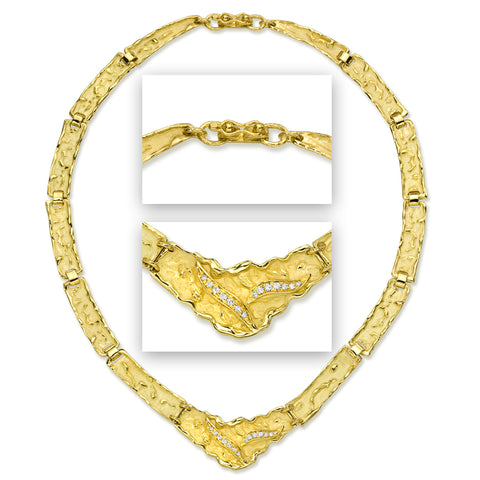 18karat gold necklace and diamonds, handmade by master goldsmiths in Italy