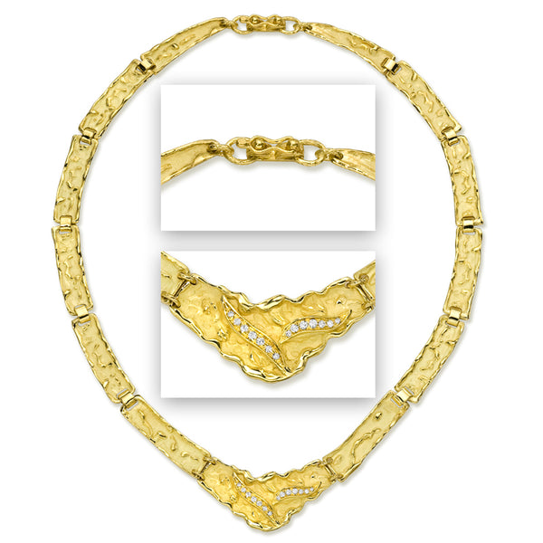 18karat gold necklace and diamonds, handmade by master goldsmiths in Italy