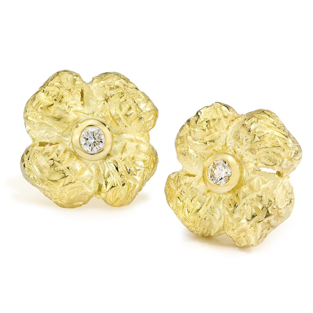 Natura E10 | 18K Gold Diamond Earrings | Handmade in Italy | Via Orefici